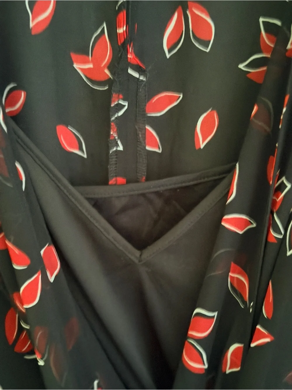 Express Black Romper with Red Leaf Print - Picture 4 of 6